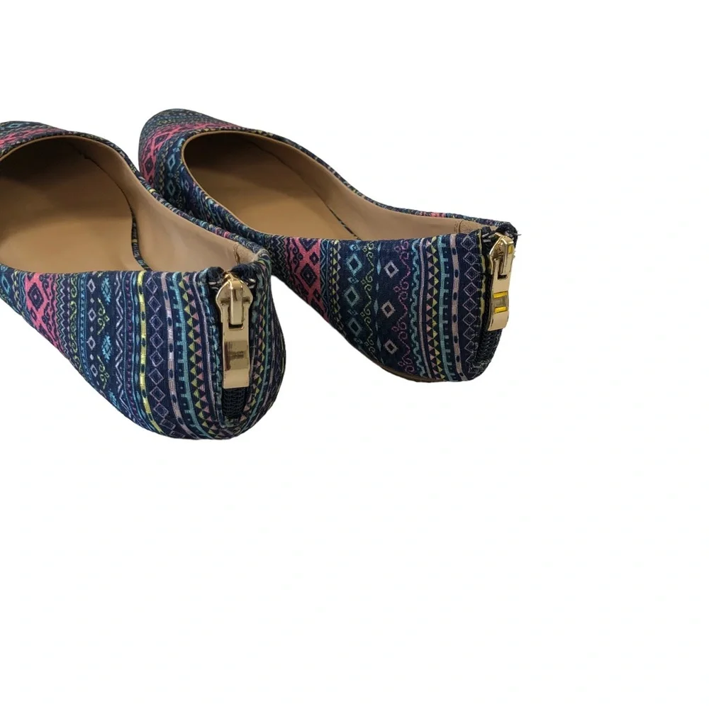Patterned multicolored Trendy Flats in Blues & Pink size 8 shoes